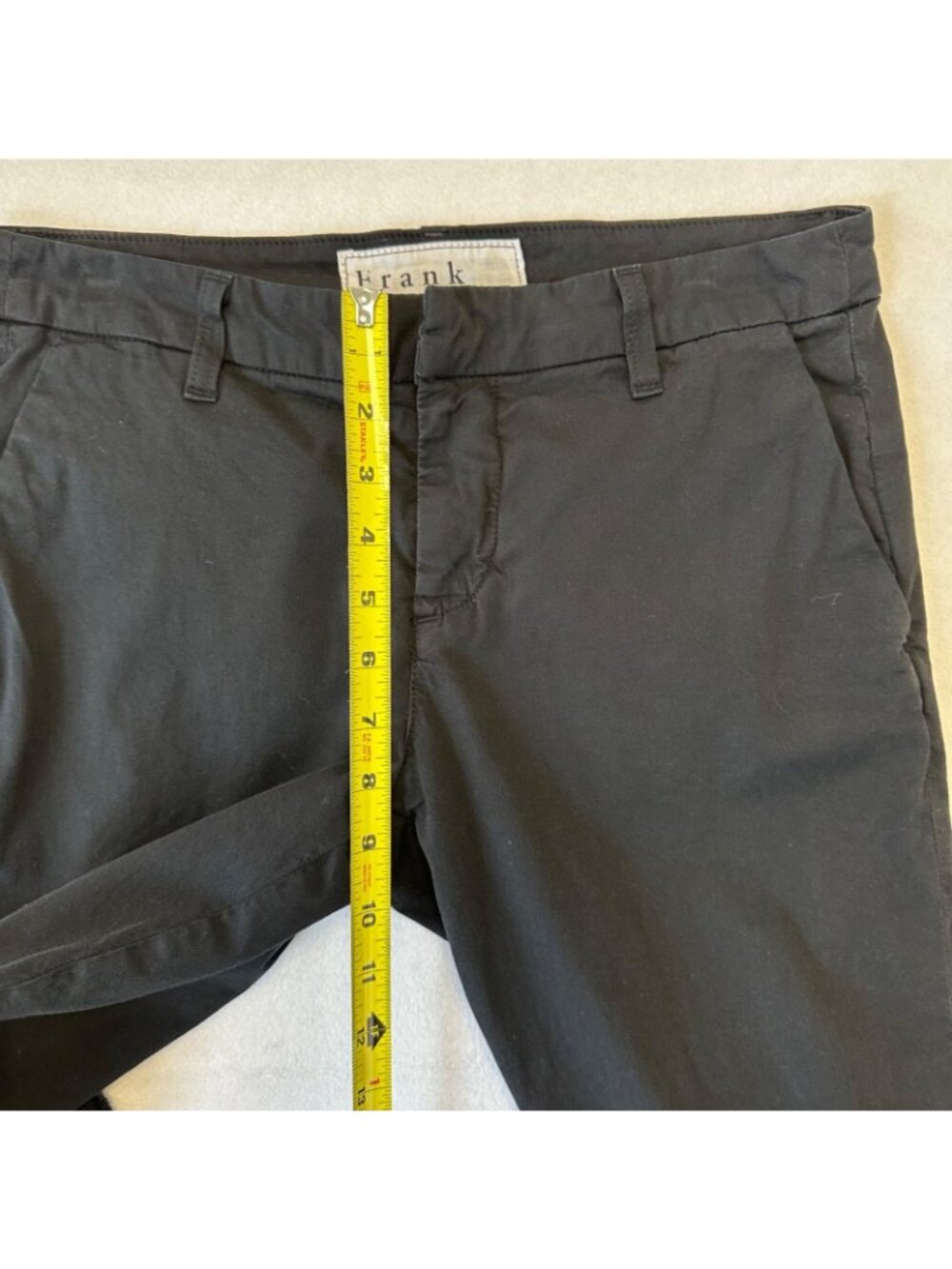 Frank & Eileen Womens Wicklow Cropped Chino Pants Black Frayed Hem Size 4 - Picture 11 of 12